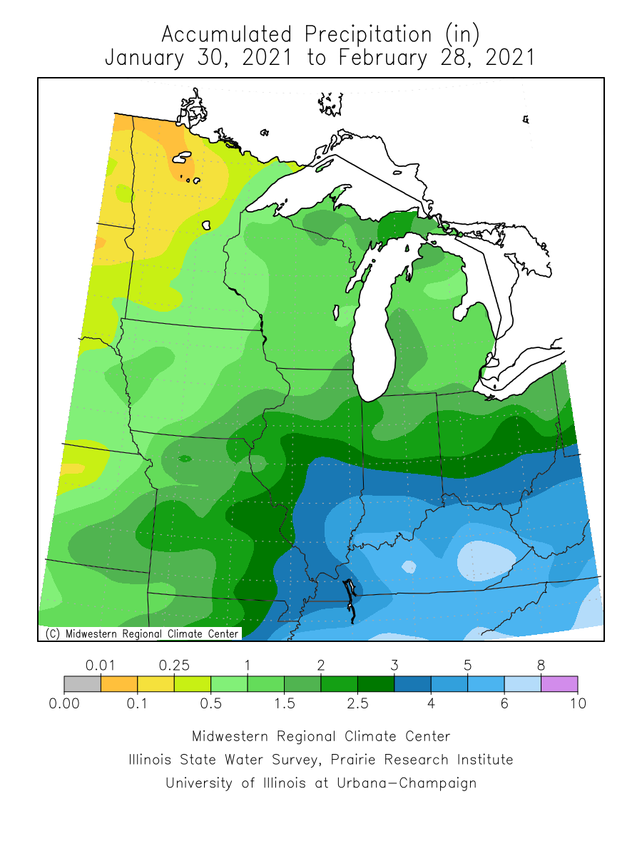 February snow, recent rains boost topsoil moisture in Illinois
